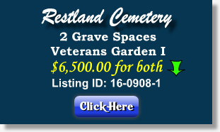 2 Grave Spaces for Sale $6500 - Veterans Garden I - Restland Cemetery - Dallas, TX  - The Cemetery Exchange