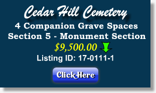 4 Companion Grave Spaces for Sale - Cedar Hill Cemetery - Suitland, MD - The Cemetery Exchange