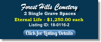 2 Single Grave Spaces for Sale $1250ea! Forest Hills Cemetery Huntingdon Valley PA Garden of Life The Cemetery Exchange