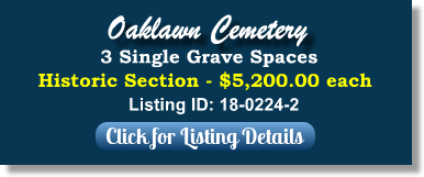 3 Single Grave Spaces for Sale $5200ea! Oaklawn Cemetery Jacksonville, FL Historic Section The Cemetery Exchange