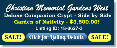 Deluxe Companion Crypt on Sale Now $3500! Christian Memorial Gardens West Rochester Hills, MI Garden of Nativity The Cemetery Exchange