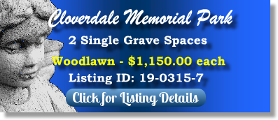 2 Single Grave Spaces for Sale $1150ea! Cloverdale Memorial Park Boise, ID Woodlawn The Cemetery Exchange
