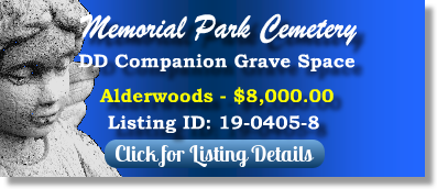 DD Companion Grave Space for Sale $8K! Memorial Park Cemetery Memphis, TN Alderwoods The Cemetery Exchange
