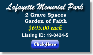 2 Grave Spaces for Sale $695ea Lafayette Memorial Park Brier Hill, PA Garden of Faith The Cemetery Exchange
