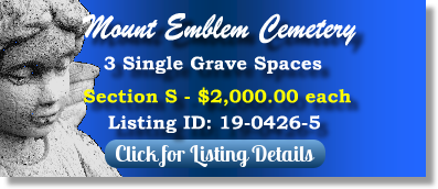 3 Single Grave Spaces for Sale $2Kea! Mount Emblem Cemetery Elmhurst, IL Section S The Cemetery Exchange