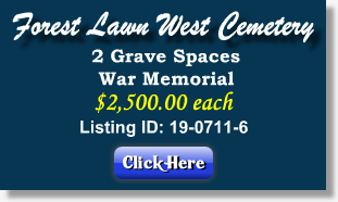 2 Grave Spaces for Sale $2500ea Forest Lawn West Cemetery Charlotte, NC War Memorial The Cemetery Exchange
