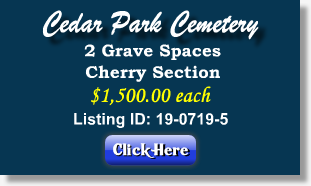 2 Grave Spaces for Sale $1500ea Cedar Park Cemetery Calumet Park, IL Cherry Section The Cemetery Exchange