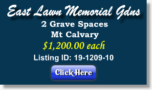 2 Grave Spaces for Sale $1200ea! East Lawn Memorial Gardens Bloomington, IL Mt Calvary The Cemetery Exchange