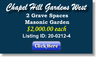 2 Grave Spaces for Sale $2Kea! Chapel Hill Gardens West Oakbrook Terrace, IL Masonic Garden The Cemetery Exchange