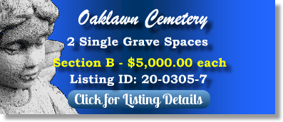 2 Grave Spaces for Sale $5Kea! Oaklawn Cemetery Jacksonville, FL Section B The Cemetery Exchange