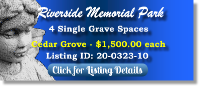 4 Single Grave Spaces for Sale $1500ea! Riverside Memorial Park Norfolk, VA Cedar Grove The Cemetery Exchange