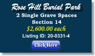 2 Single Grave Spaces for Sale $2600ea! Rose Hill Burial Park Akron, OH Section 14 The Cemetery Exchange