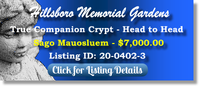 True Companion Crypt for Sale $7K! Hillsboro Memorial Gardens Brandon, FL Sago The Cemetery Exchange