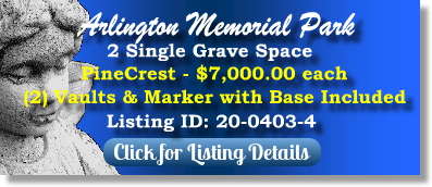 2 Single Grave Spaces for Sale $7Kea! Arlington Memorial Park Sandy Springs, GA PineCrest The Cemetery Exchange