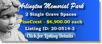 2 Single Grave Spaces for Sale $6900ea! Arlington Memorial Park Sandy Springs, GA PineCrest The Cemetery Exchange