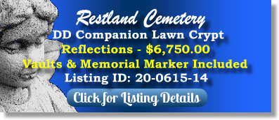 CC Companion Lawn Crypt for Sale $6750! Restland Cemetery Dallas, TX Reflections The Cemetery Exchange