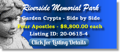 2 Crypts for Sale $8800ea! Riverside Memorial Park Jacksonville, FL Four Apostles The Cemetery Exchange