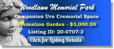 Companion Urn Cremorial Space $3K! Woodlawn Memorial Park Gotha, FL Cremation Garden The Cemetery Exchange