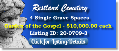 4 Single Grave Spaces for Sale $10Kea! Restland Cemetery Dallas, TX Gospel The Cemetery Exchange
