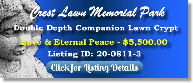 DD Companion Lawn Crypt for Sale $5500! Crest Lawn Memorial Park Atlanta, GA Love & Eternal Peace The Cemetery Exchange