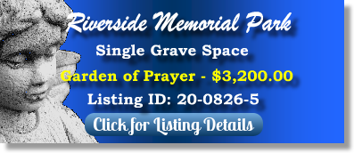 Single Grave Space for Sale $3200! Riverside Memorial Park Jacksonville, FL Prayer The Cemetery Exchange