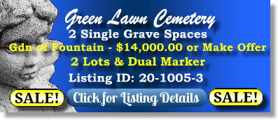2 Single Grave Spaces on Sale $14K for both! Green Lawn Cemetery Roswell, GA Gdn of Fountain The Cemetery Exchange