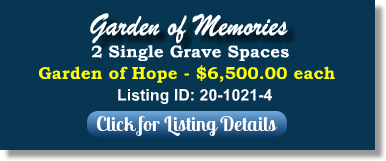 2 Single Grave Spaces for Sale $4400ea! Hillsboro Memorial Gardens Brandon, FL Sermon on the Mount The Cemetery Exchange