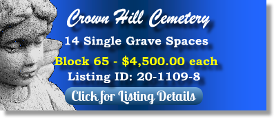 14 Single Grave Spaces for Sale $4500ea! Crown Hill Cemetery Wheat Ridge, CO Block 65 The Cemetery Exchange