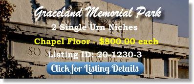 2 Single Urn Niches for Sale $800ea! Graceland Memorial Park Grand Rapids, MI Chapel Floor The Cemetery Exchange