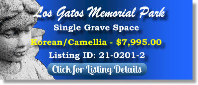 Single Grave Space for Sale $7995! Los Gatos Memorial Park San Jose, CA Korean Camellia The Cemetery Exchange