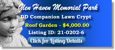 DD Companion Lawn Crypt for Sale $4K! Glen Haven Memorial Park Winter Park, FL Roof Garden The Cemetery Exchange 21-0202-6