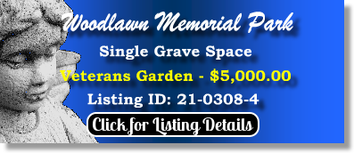 Single Grave Space for Sale $5K! Woodlawn Memorial Park Gotha, FL Veterans The Cemetery Exchange 21-0308-4