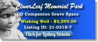 DD Companion Grave Space for Sale $2595! CloverLeaf Memorial Park Woodbridge, NJ Wishing Well The Cemetery Exchange