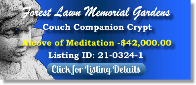 Couch Companion Crypt for Sale $42K! Forest Lawn Memorial Gardens Fort Lauderdale Alcove of Meditation The Cemetery Exchange