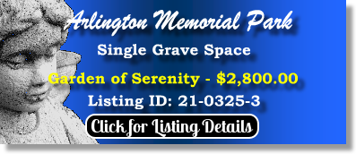 Single Grave Space $2800! Arlington Memorial Park Sandy Springs, GA Serenity The Cemetery Exchange 21-0325-3