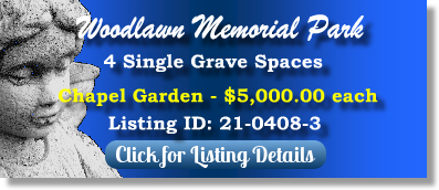 4 Single Grave Spaces for Sale $5Kea! Woodlawn Memorial Park Nashville, TN Chapel Gdn The Cemetery Exchange