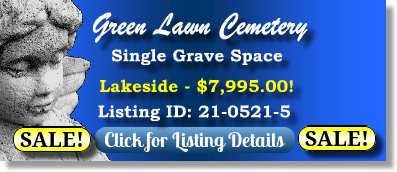 Single Grave Space on Sale Now $7995! Green Lawn Cemetery Roswell, GA Lakeside The Cemetery Exchange 21-0521-5