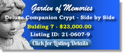Deluxe Companion Crypt for Sale $23K! Garden of MemoriesTownship of Washington, NJ Bldg 7 The Cemetery Exchange
