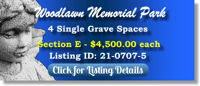 4 Single Grave Spaces for Sale $4500ea! Woodlawn Memorial Park Greenville, SC Section E The Cemetery Exchange