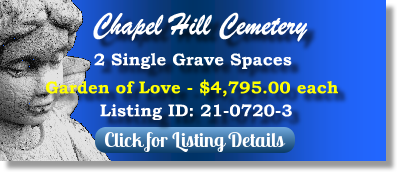 2 Single Grave Spaces for Sale $4795ea! Chapel Hill Cemetery Orlando, FL Love The Cemetery Exchange