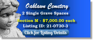 2 Single Grave Spaces for Sale $7Kea! Oaklawn Cemetery Jacksonville, FL Section M The Cemetery Exchange