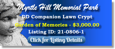 DD Companion Lawn Crypt for Sale $3K! Myrtle Hill Memorial Park Tampa, FL Memories The Cemetery Exchange