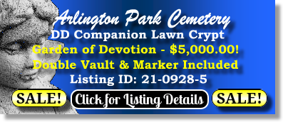 DD Companion Lawn Crypt on Sale Now $5K! Arlington Park Cemetery Jacksonville, FL Devotion The Cemetery Exchange 21-0928-5