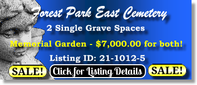 2 Single Grave Spaces $7K! Forest Park East Cemetery Webster, TX Memorial The Cemetery Exchange 21-1012-5