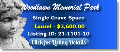 Single Grave Space for Sale $3600! Woodlawn Memorial Park Forest Park, IL Laurel The Cemetery Exchange