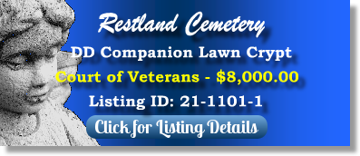DD Companion Lawn Crypt for Sale $8K! Restland Cemetery Dallas, TX Veterans The Cemetery Exchange