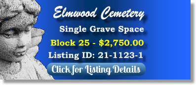 Single Grave Space for Sale $2750! Elmwood Cemetery Birmingham, AL Block 25 The Cemetery Exchange