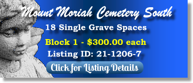 18 Single Grave Spaces for Sale $300ea! Mount Moriah Cemetery South Kansas City, MO Block 1 The Cemetery Exchange