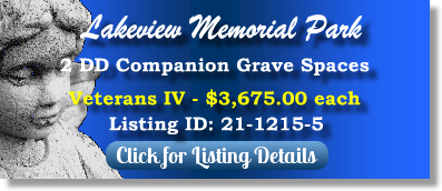 2 DD Companion Grave Spaces for Sale $3675ea! Lakeview Memorial Park Greensboro, NC Veterans IV The Cemetery Exchange