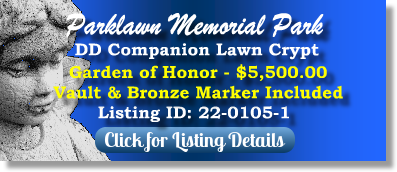 DD Companion Lawn Crypt for Sale $5500! Parklawn Memorial Park Rockville, MD Honor The Cemetery Exchange